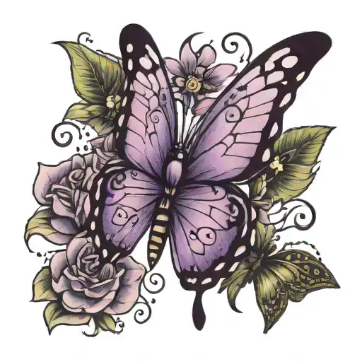 Purple Butterfly With Mom On The Wing