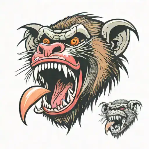 Scary Realistic Mandrill Face Open Mouth Big Teeth