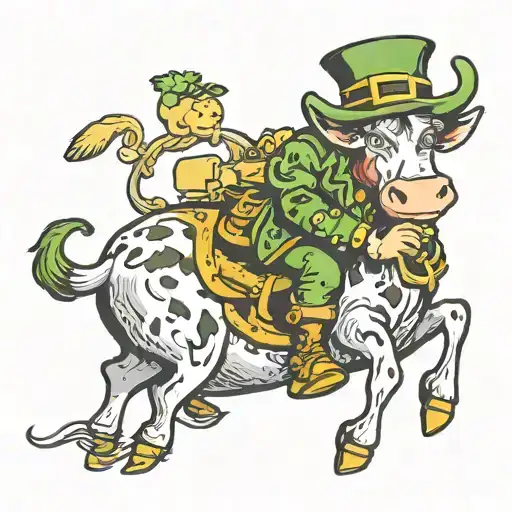 Leprechaun Sitting On A Cow