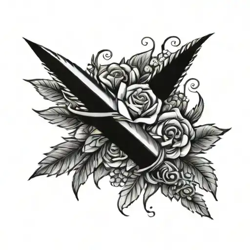 Dagger And Flower With Laurel Wreath Wrapped