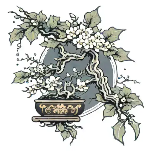 Kaisan In Japanese With A Bonsai Tree Around It Luminous Points