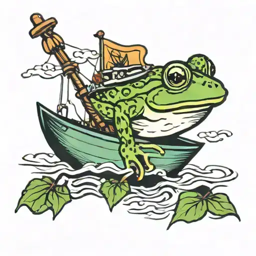 Frog On A Boat Sailing