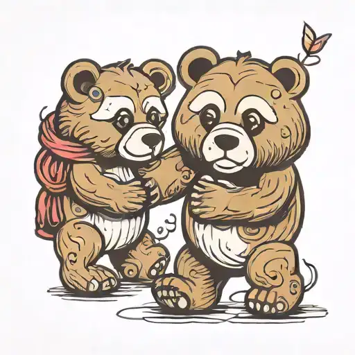 Cool 2 Bigger Bears Cool 1 Little Bear Holding Hands