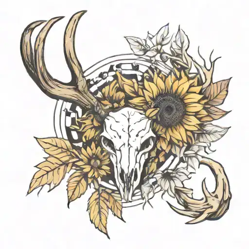 Antler And Sunflower