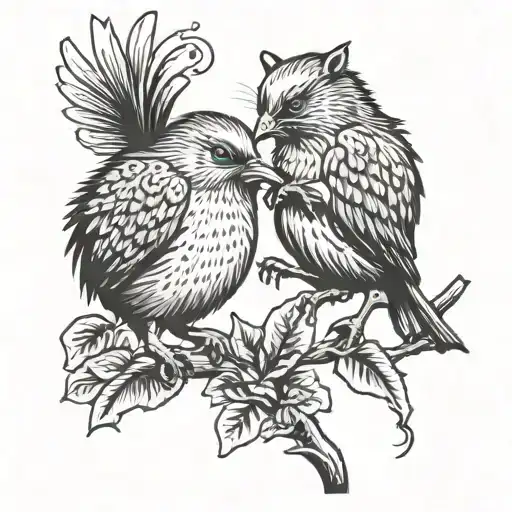 Kiwi Bird Fighting Possum