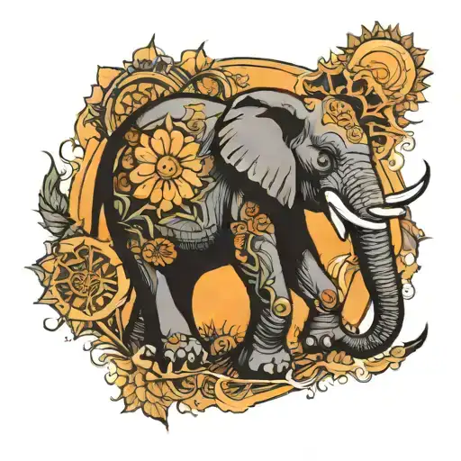 Elephant And Sun