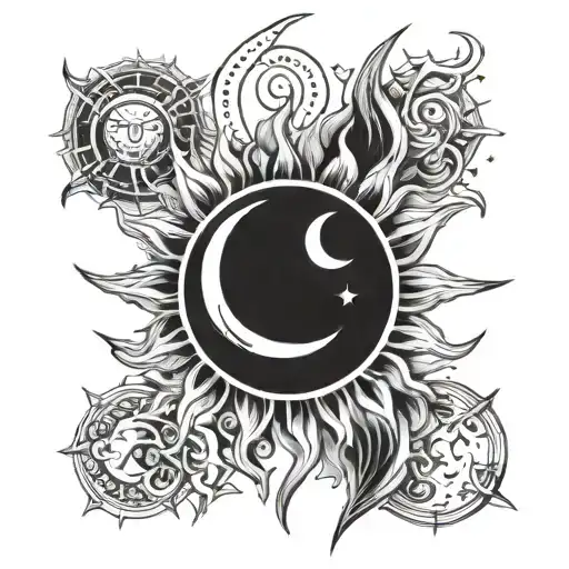 Fine Line Of A Sun And A Moon Fusioned