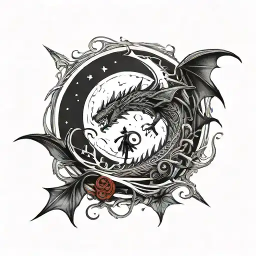 Nightmare Before Christmas Moon And Game Of Thrones Dragon