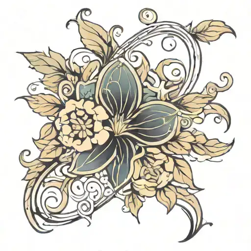 Art Nouveau Floral Linear Form