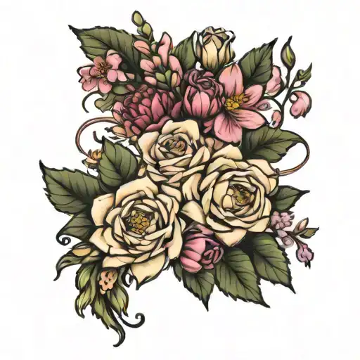 Birth Flower Bouquet Tied