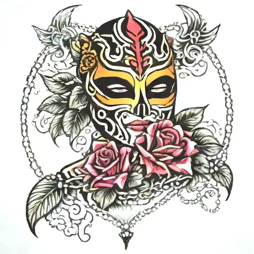 Rey Mysterio Mask And Roses And Rosary