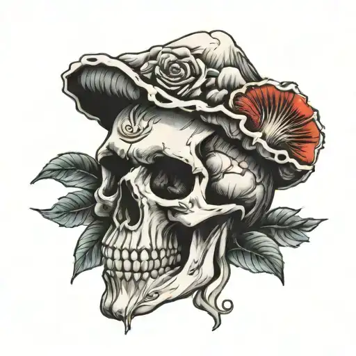 Skull And Mushrooms