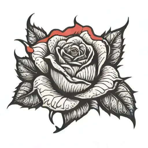 Red Rose With Thorny Stem