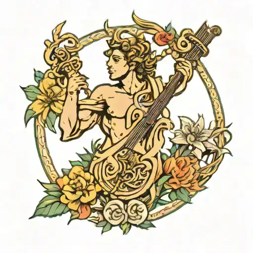 Greek God Apollo Lyre Sun