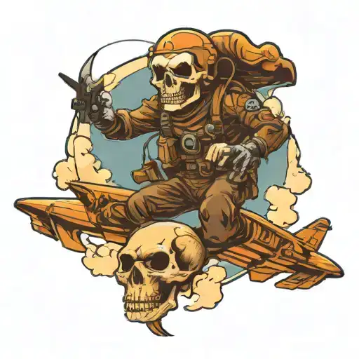 Skull Paratrooper Jumping Out Of Plane