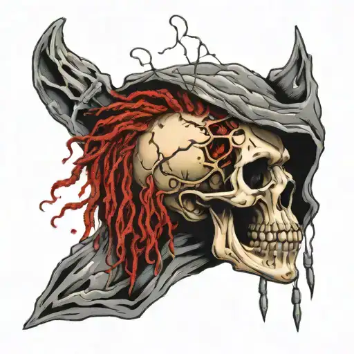 The Hole Is Like A Wound With A Man In A Skull Mask And Dreadlocks Inside