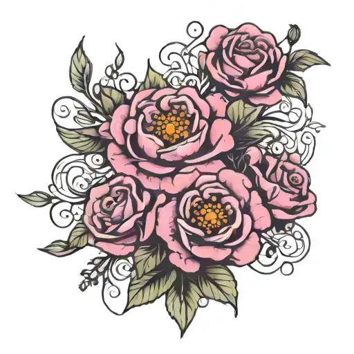 Carnation Violet Daisy Rose Intertwined