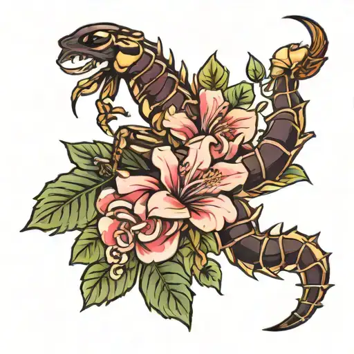 Scorpion And Roses Mayflowers Hibiscus