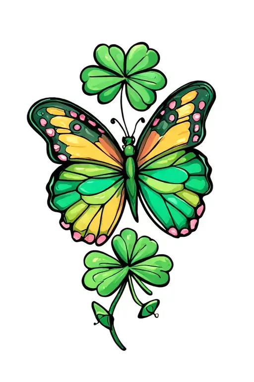 Shamrock Cartoon Fun Butterfly