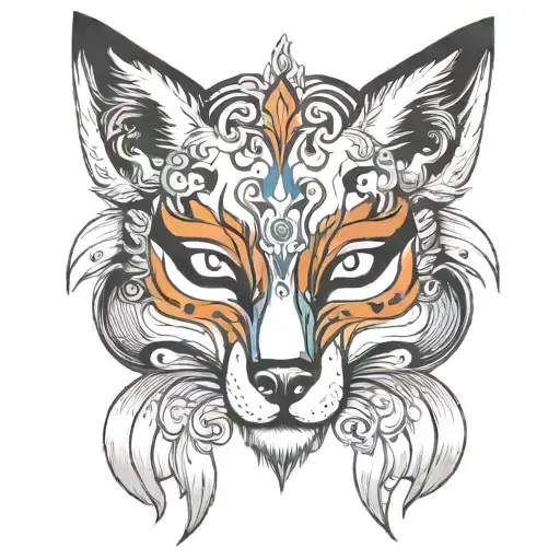 Sabito Fox Mask Tatoo Design