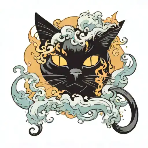 Black Cat With Smoke Coming
