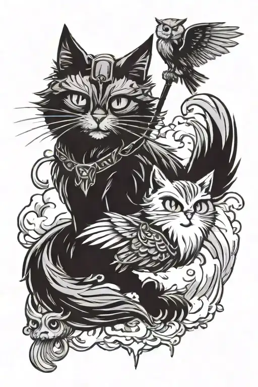 Cat Dog And Owl On Cloud Strife