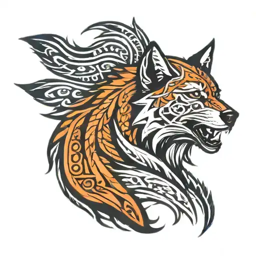 Tribal Band Cover Up With Wolf Silhouette