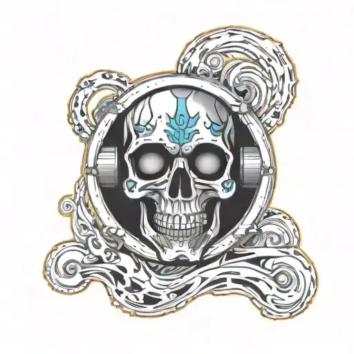 Skull Subwoofer Emitting Vibrant Sound Waves