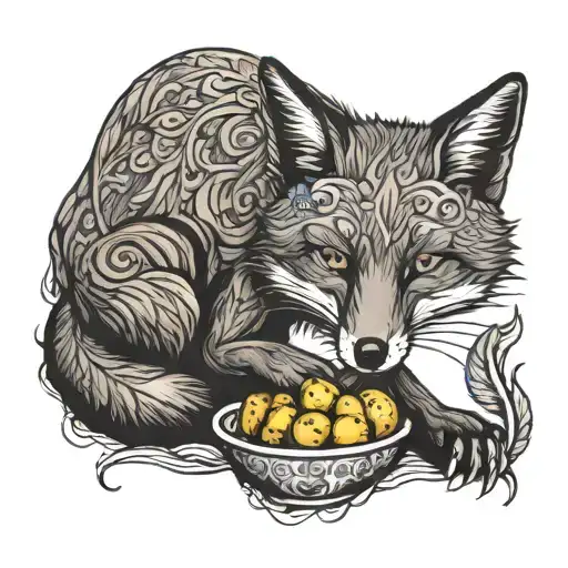 Fox Eating A Potato