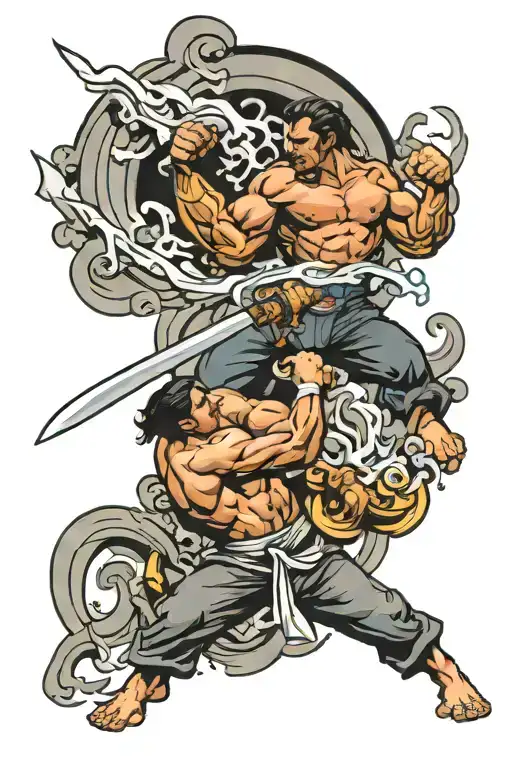 Hammering Sword With Jiu Jitsu Sparring In Smoke Rising