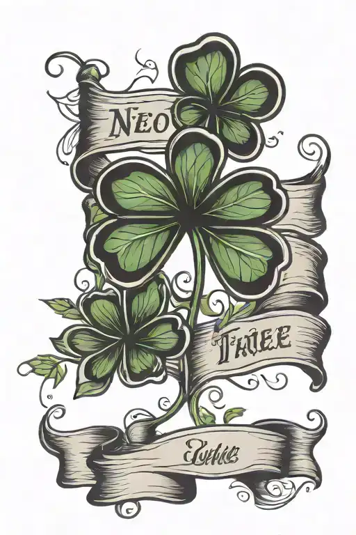 Four Leaf Clover With Banner For Family Tree