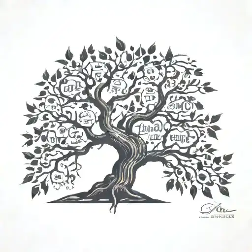 Tree With Branches And Family Names Incorporated