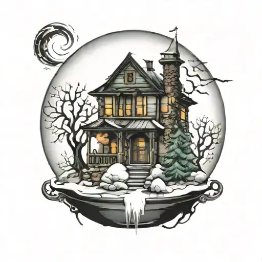 Haunted House In Snow Globe