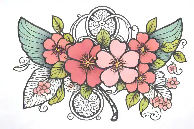 Perfect Imperfect With Four Leaf Clover And Cherry Blossom Flower