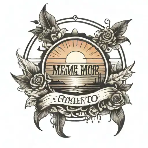 Minimalistic Drawing Of A Sunset With The Inscription Memento Mori