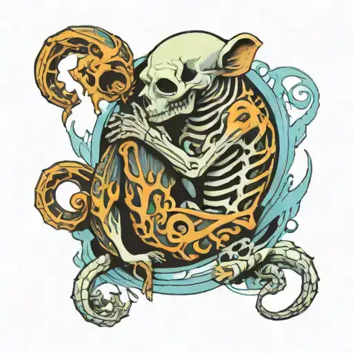 Aquarius Hugging Rat Skeleton