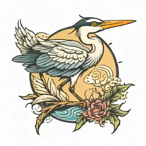 Heron Perched With A Spear In The Background