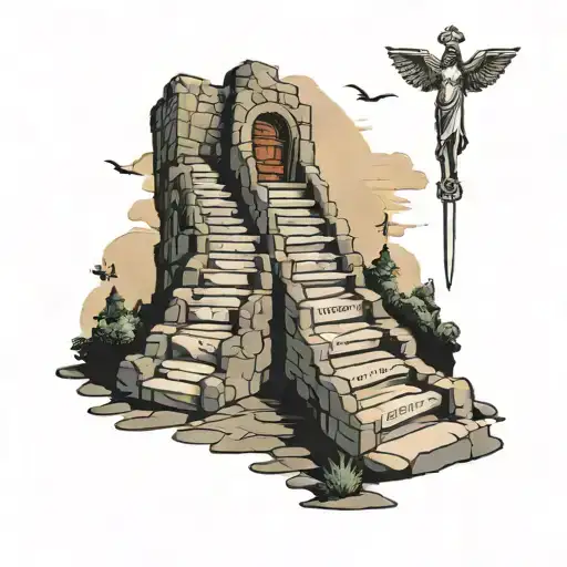 Steps To Heaven With Jesus At The Top And Names On Each Step