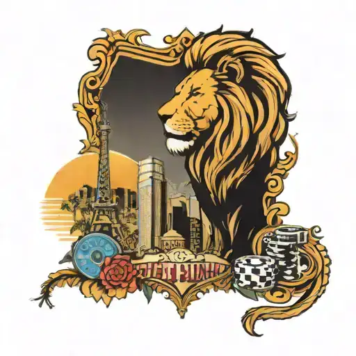 La And Sd Skyline With Lion And Vegas Themed Gambling