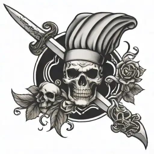 Chef Knife With Skull On Blade