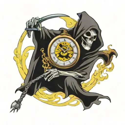 Grim Reaper O Holding Pocket Watch