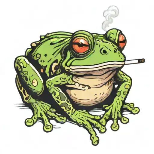 I Want A Frog Standing Smoking A Cigarette Wearing A Firefighters Uniform