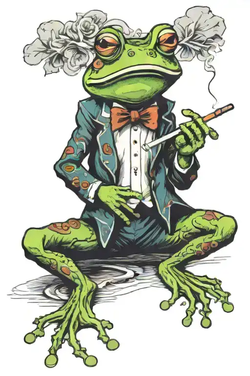 Frog Standing Smoking A Cigerette