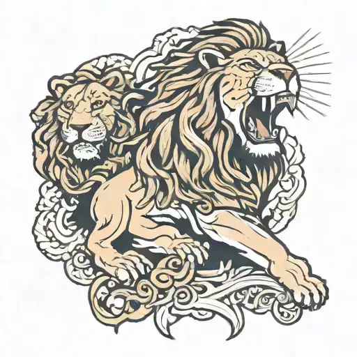 Jesus And Lion Roaring