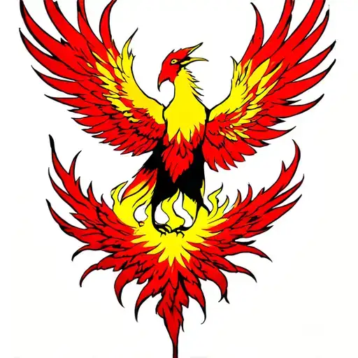 Red And Yellow Phoenix Rising From Ashes Symbolizing Overcoming Ptsd