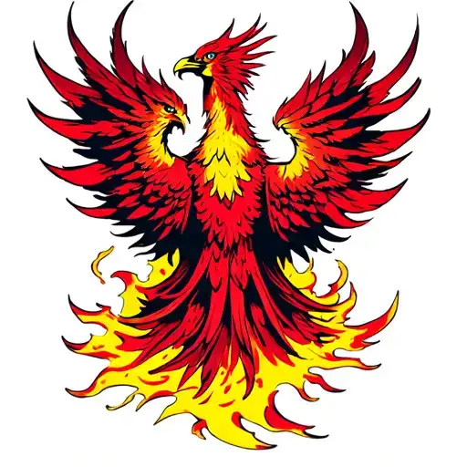 Red And Yellow Phoenix Rising From Ashes Symbolizing Overcoming Ptsd