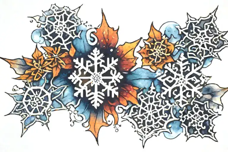 Snowflakes In Water Color