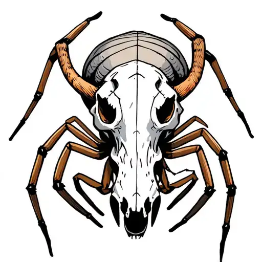 Spider With Goat Skull As Abdomen