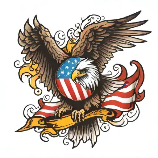 Usa Flag With Eagle Underneath