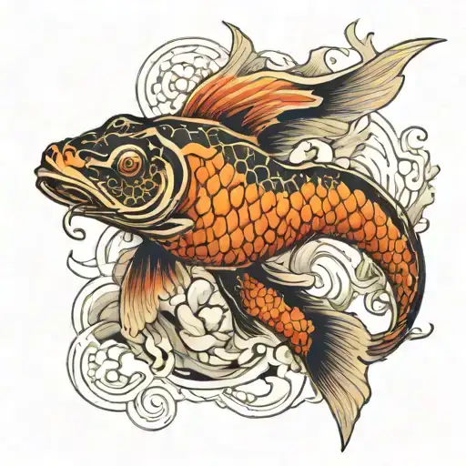 Koi Fish With Dragon Above
